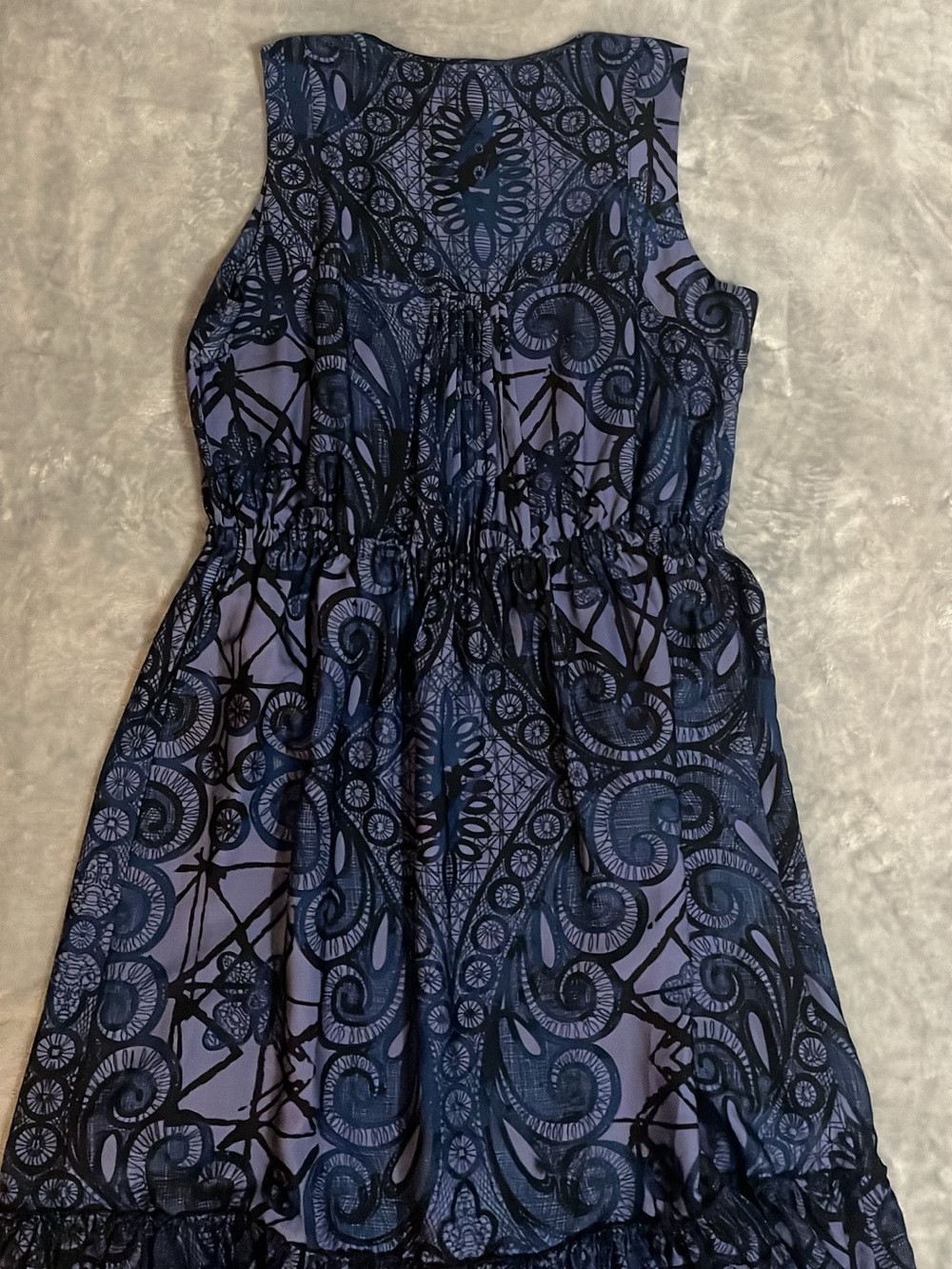 Banana Republic Womens Blue Paisley Print Pintuck Sleeveless Midi Dress Size 12 - Picture 6 of 6